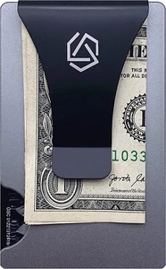 GRIS - Cartera de aluminio súper delgada porta tarjetas de crédito clip para dinero sin tornillo RFID - Imagen 1 de 12