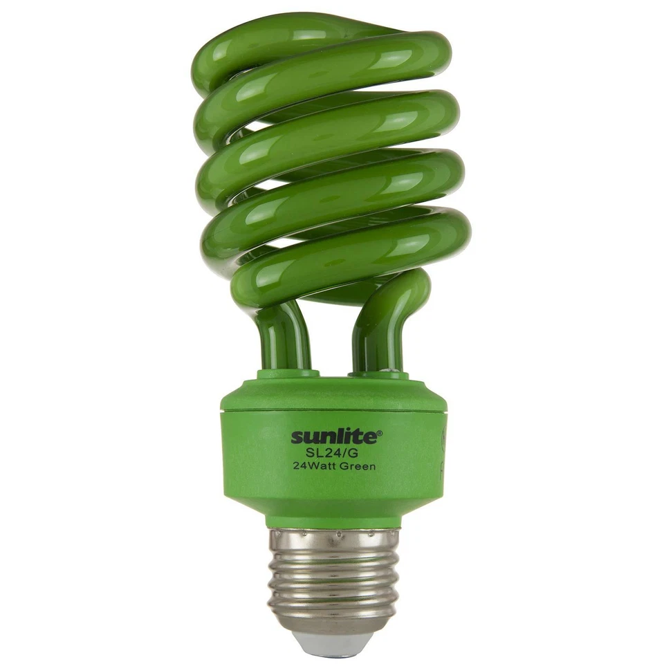 Sunlite CFL Spiral Colored Bulb 24 W (100W Equals) Medium Base 8000H Life Green - Image 1 of 1