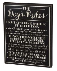 The Dog's Rules Box Sign Primitives by Kathy 13.25" x 17" wood Dog Rule