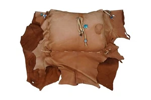 Southwestern Native American Suede Leather Fiber Filled Lumbar Throw Pillow 14" - Picture 1 of 12