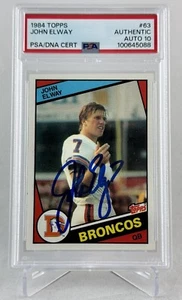 Tarjeta de novato Topps #63 firmada por John Elway 1984 PSA/ADN gema 10 automática 5088 - Imagen 1 de 2