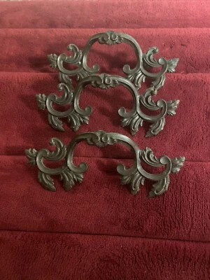 3 ANTIQUE VICTORIAN Early 1900's Brass Drawer Cabinet/Dressers PULL HANDLE - Image 1 of 4