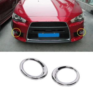 For Mitsubishi Lancer Evolution 2007-2017 Chrome Front Fog Light Lamp Cover Trim - Picture 1 of 9
