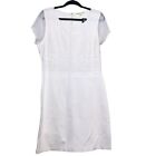 Gianni Bini Dress Womens Large Rocina Ivory Floral Embroidered Sheer Cap Sleeve