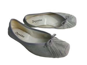 Repetto París Eur 39 US 8-8.5M Bolchoi Gris Ante Con Brillo Manoletinas Planas - Imagen 1 de 8