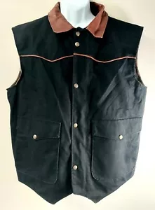 Gilet western Schaeffer outfitter Made in USA 712 da uomo XL Ranch in pelle... - Foto 1 di 14