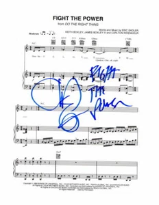 Chuck D Public Enemy signed Autogramm Fight the Power Noten mit Aufschrift - Bild 1 von 2