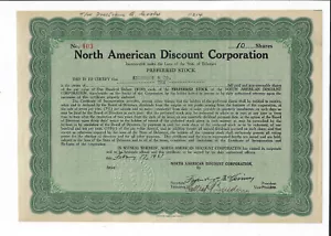 DELAWARE 1941 North American Discount Corporation Stock Certificate - Picture 1 of 2