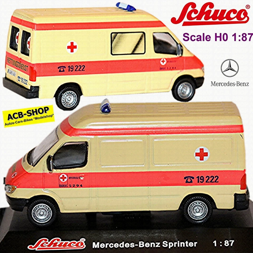 Mercedes-Benz Sprinter Restyling Brk Fürth T1N Scatola Tetto Alto 1:87 Schuco - Immagine 1 di 4