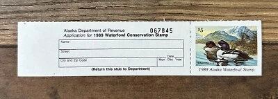 WTDstamps - 1989 ALASKA - State Duck Stamp - Mint OG NH **HUNTER TYPE** - Image 1 of 2