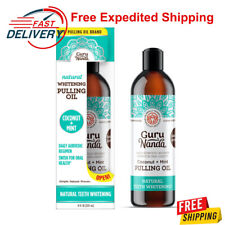 GuruNanda Whitening Pulling Oil, Coconut Oil,Pure Peppermint Essential Oil 8 oz