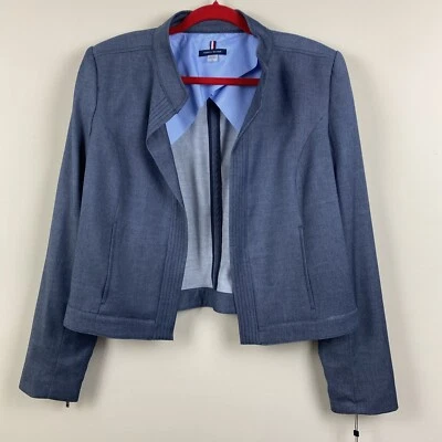 NUEVO CON ETIQUETAS Tommy Hilfiger Moderno Mujer Traje Chaqueta-Gris/Azul/Blanco/Talla 16 Foto 1 de 4