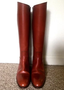 Hermes AUTH Classic Riding Jumping Boots Dark Cognac EU 37 1/2 (US Size 7 .5) - Picture 1 of 10