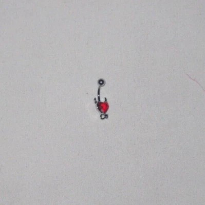 Red heart stone w/devil horns belly button ring piercing nip Y2K goth - Image 1 of 2