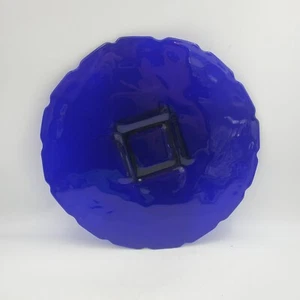 Tiara Daisy Diane Glass Cobalt Blue Cake Stand Platter Plate 13.5" Rare Vtg - Picture 1 of 18