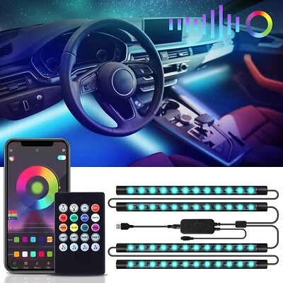 App Remote Control Car LED Strip Lights Interior Decoration Atmosphere Lamp RGB - Image 1 of 4