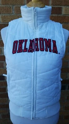 Chaleco acolchado blanco para mujer Oklahoma University Colosseum Athletics cremallera completa talla S Foto 1 de 4