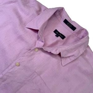 Alan Flusser Linen Button Up Short Sleeve Casual Shirt Mens XL Resort Vacation - Picture 1 of 7
