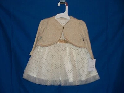 Girls Infant Dress Jacket Carters Just One You formal Wedding Christmas gold 3pc - Image 1 of 4