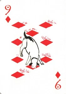 Tarjeta de juego para perros - 9 de diamantes - arte peculiar para perros - Imagen 1 de 2