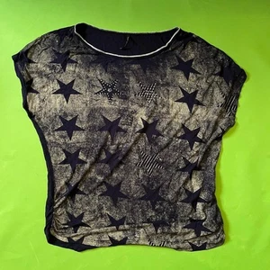 Large Navy Star Skinny Minnie Rhinestone top - Picture 1 of 5