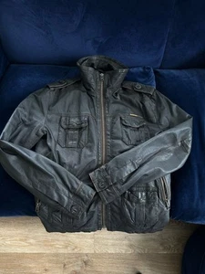 SUPERDRY BRAD Jacket Mens Medium Brown Leather Biker Racer Soft Motorcycle Style - Picture 1 of 5