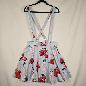 Hot Topic Inuyasha Sakura Suspender Skirt Large Kagome Allover Print Skater Y2K - Picture 1 of 14