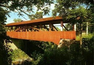 Postcard Continental  6"X4" Luthers Mills Covered Bridge Burlington PA PC127 - Picture 1 of 2