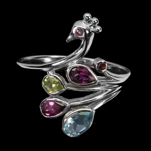 925 Sterling Silver Ring Round Chrome Diopside Sapphire Gemstone Jewelry Size 7 - Picture 1 of 13