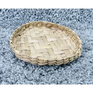 Vintage Natural Grass Round Basket Home Decor Any Room Tray Small 7 In - Picture 1 of 8