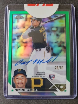 CAL MITCHELL 2023 Topps Chrome Rookie Autographs GREEN #RA-CMI PIRATES /99 Mint - Image 1 of 3