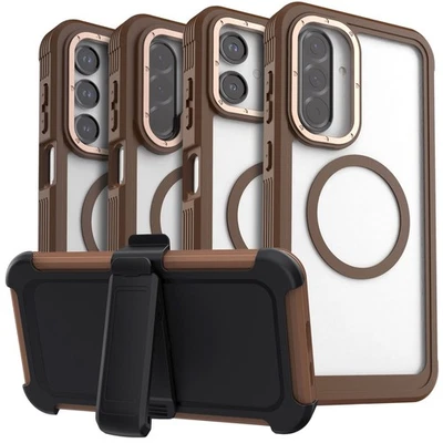 For Samsung Galaxy A06 A16 A26 A36 A56 Magnetic Clear Case Cover Belt Clip Stand - Image 1 of 4