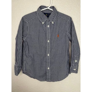 Ralph Lauren Blue Gingham Cotton Poplin Shirt Size 3 - Picture 1 of 4