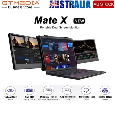 GTMEDIA Dual Portable Monitor Triple Fold FHD Screen Extender for Laptop 13"-17" - Image 1 of 4
