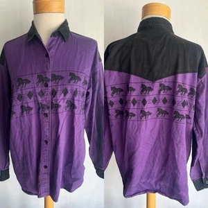 GORDON & JAMES Women's Vintage 90 Western Horse Rodeo Cowgirl Button-Up Shirt XL - Picture 1 of 5