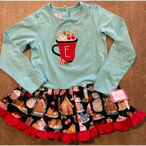 Girls 8 Ricrac & Ruffles Hot Chocolate Embroidered Tunic NWT - Picture 1 of 4