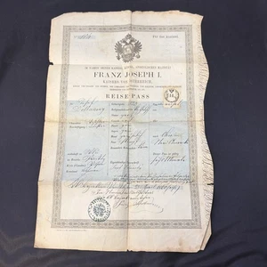 Antiker Österreich-Ungarn Empire Reisepass Reisepass 1860 Austria Vintage mit Siegel - Bild 1 von 12