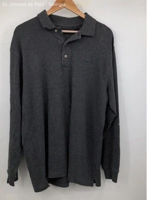 Men's Greg Norman Gray Long Sleeve Polo Shirt Casual - Size Large - Image 1 of 4