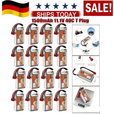 3S 11,1V 1500mAh Aufladbare LiPo-Batterie 40C mit T-Stecker für RC-Auto Flugzeug - Bild 1 von 4