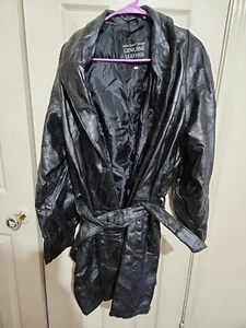 NAVARRE Italian Stone Design Schwarz Patchwork Leder Trench Herren XXL mit Gürtel - Bild 1 von 5