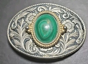 Malachit Cabochon Green Cab wunderschönes Stein Herzstück an Western Gürtelschnalle - Bild 1 von 5