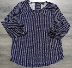 Adrianna Papell Bluse Erwachsene Damen klein dunkelblau Streifen 3/4 Arm - Bild 1 von 6