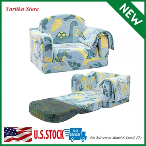 Comfy Toddler Couch and Chair for Kids with Blanket, 2-In-1 Soft Plush Fold Out - Picture 1 of 9