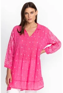 Johnny Was Sz M Marti Vera Tunic In Hot Pink ~ Embroidered ~ Machine Wash ~ $328 - Picture 1 of 6