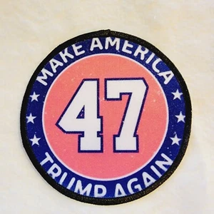 Parche Sombrero Trump 47 Rosa Redondo Sublimación DYI Tela Parche Pegamento Plancha para Coser - Imagen 1 de 6