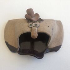 Handmade Pottery Cowboy w/ Twee hat - Paperclip / Business Card Holder