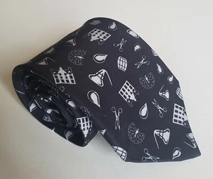 Duncan Quinn Black Silk Tie With White Symbols Italy HTF! - Picture 1 of 3