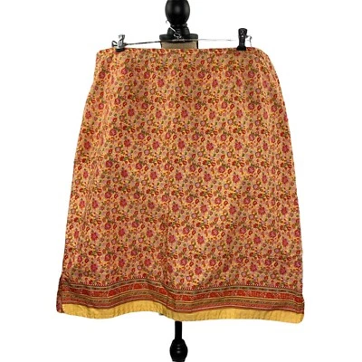 Faded Glory хлопок цветочный юбка женщины размер XL (16/18) молнии 24» желтый/оранжевый - Изображение 1 из 4