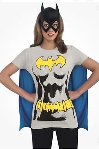 Rubie's Dc Comics Women's Batgirl T-shirt With Cape and Mask Grey Large