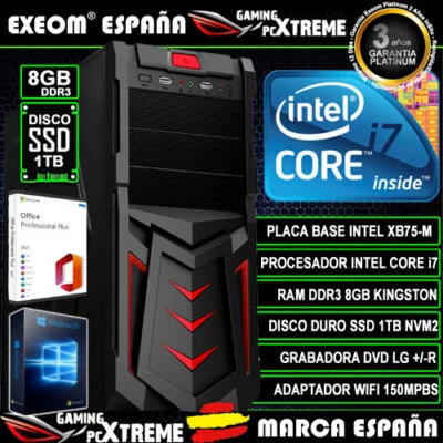 Ordenador Gaming Pc Intel Core i7 8GB DDR4 1TB SSD Wifi Sobremesa Windows 10 - Imagen 1 de 4